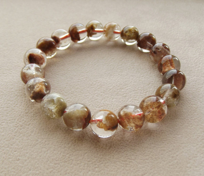 爱和光珠宝 天然巴西黄幽灵水晶手链手串 正品饰品 彩幽灵