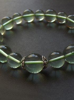 爱和光珠宝 巴西天然翠绿萤石手链手串 正品饰品 925银饰水晶