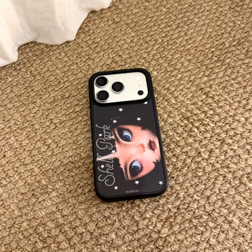 个性磨砂黑发酷女孩适用14iPhone15promax11苹果16手机壳13iphone1713女16promax/15proma华为荣耀vivo手机壳