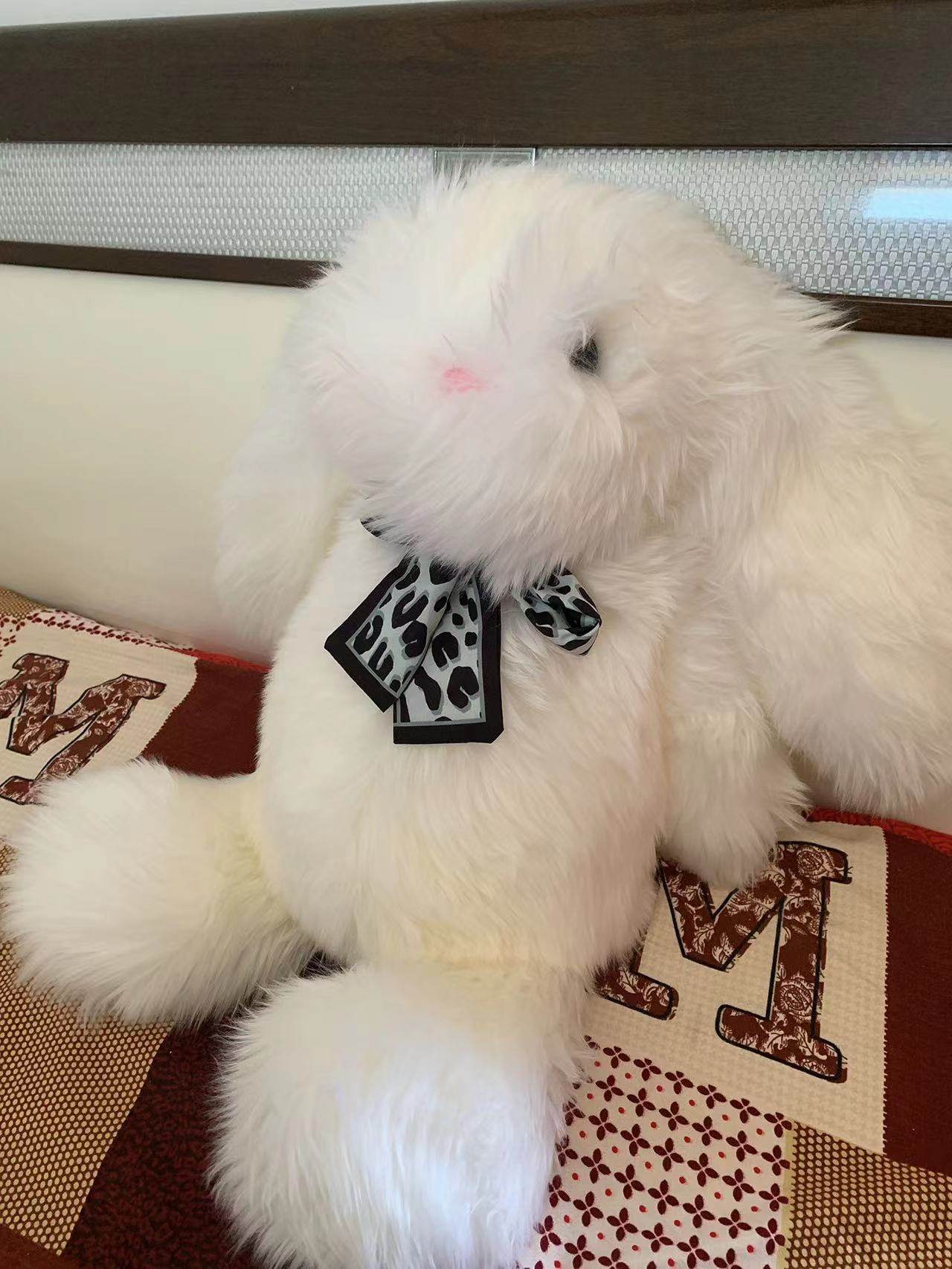 大号可爱长毛兔皮草小兔子轻奢毛绒公仔羊毛一体玩偶生日礼物女生