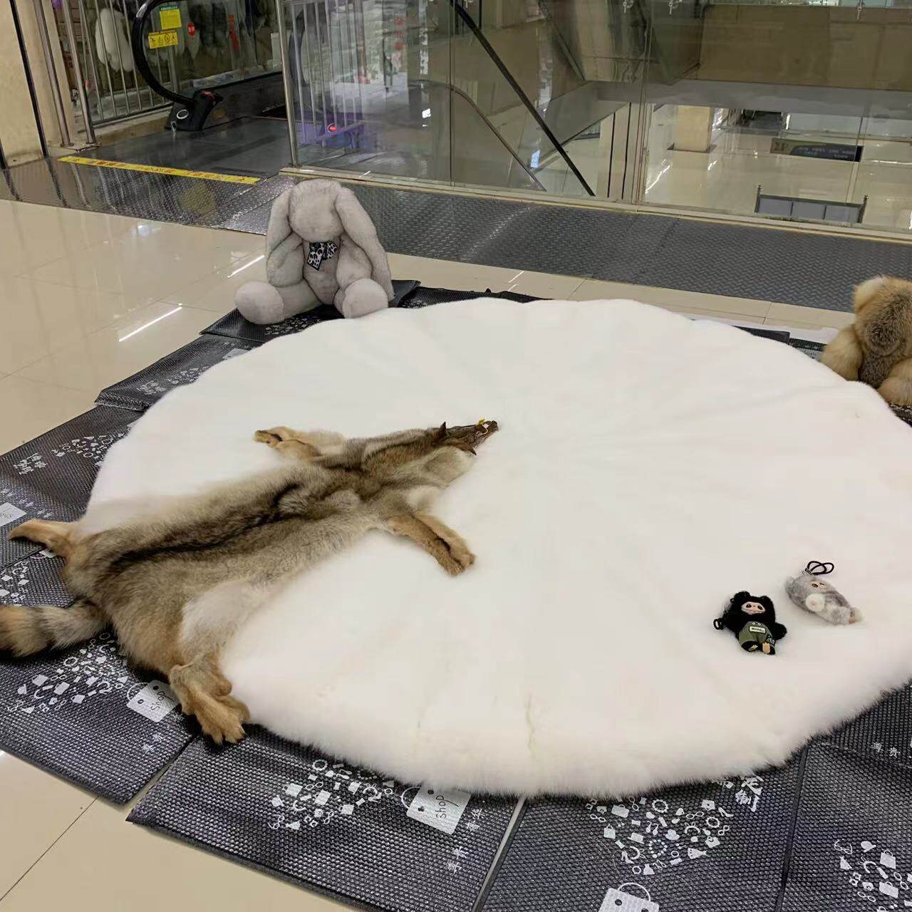 奢华真皮草褥子床垫狐狸毛毯子进口郊狼挂毯床毯地毯地垫皮毛一体