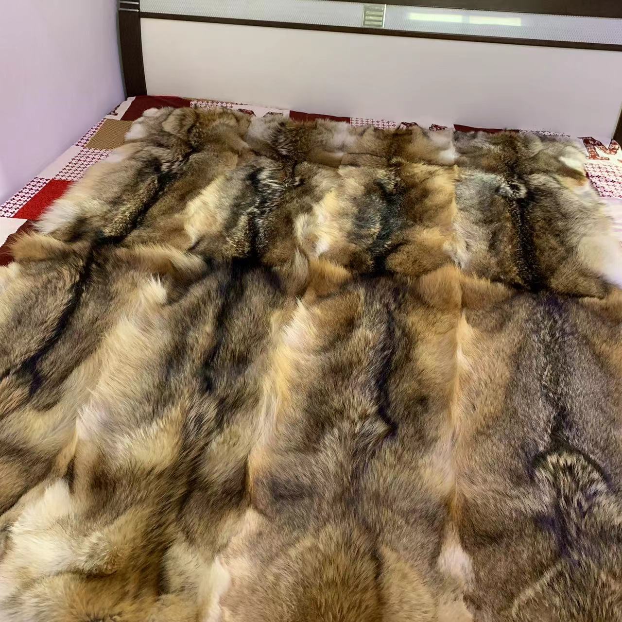 超保暖北美郊狼狐狸毛床毯