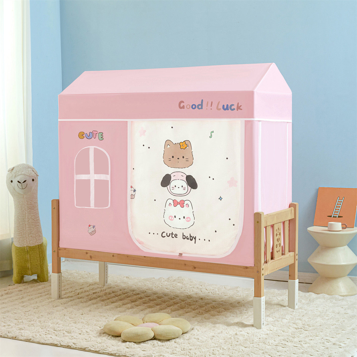 婴儿童床遮光蚊帐床帘小孩子拼接小床全底防摔挡光床幔宝宝全罩式