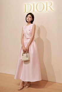 selfSP2025春夏新款粉色塔夫绸礼服无袖连衣裙长裙女