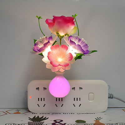 小夜灯插电新款LED开关花型婴儿童喂奶卧室床头七彩起夜光灯护眼