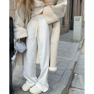 子女秋冬款 加绒裤 休闲裤 加厚长裤 宅家厚乳裤 直筒裤 lulu灰色卫裤