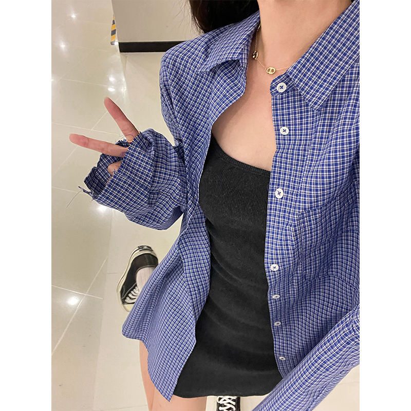 大版型衬衫格子宽松显瘦
