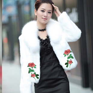 大衣百搭显瘦仿皮 外套仿水貂绒狐狸毛领韩版 秋冬皮草女士修身 短款