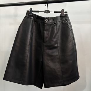 裤 PQ32 女士皮短裤 长49 小李专享