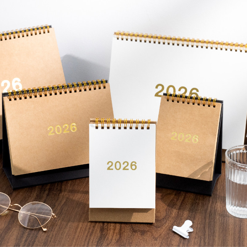 2026记事本台历简约办公日历ins新年桌面摆件月历自律打卡计划本