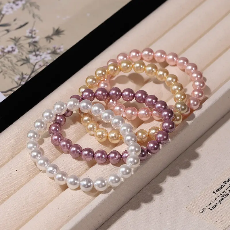 外贸天然南洋贝珠珍珠手链女多色