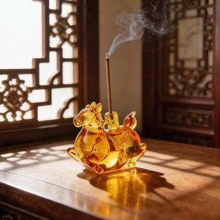 非遗文创琉璃摆件线香香插香座高级感底座马年吉祥物桌面装饰礼物