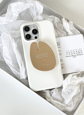 高级感白色皮质猪蹄支架适用17pro max苹果iphone16手机壳15/14女