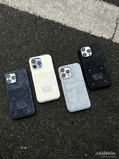 小众牛仔复古马吉拉插卡皮质苹果17promax适用iPhone15手机壳16卡包13 14pro保护壳15潮牌简约四角缝线12新款
