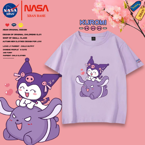 NASA女童库洛米联名短袖t恤2025新款可爱儿童半袖纯棉洋气女孩夏
