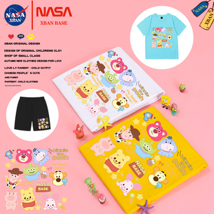 NASA迪士尼玩具总动员儿童短袖T恤男童女童纯棉宝宝宽松上衣套装t