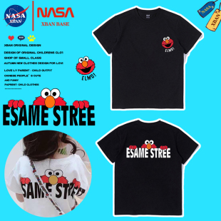 NASA芝麻街同款儿童短袖T恤韩版纯棉亲子装一家三口上衣时尚童装