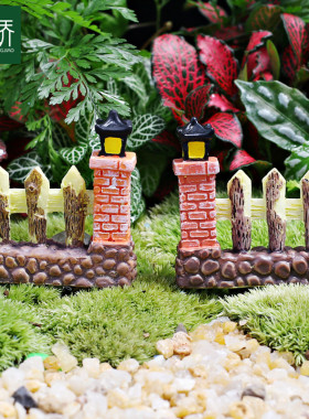 新品盆栽园艺小摆件篱笆门模型路灯室内苔藓微景观绿植大装饰品