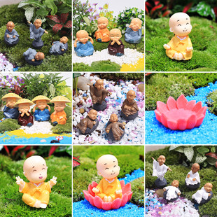 仿真小和尚坐禅摆件微景观摆件 绿植物园艺多肉盆栽装饰品DIY材料