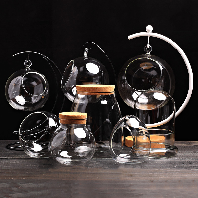 苔藓多肉植物微景观圆生态玻璃瓶子 吊瓶花盆栽DIY材料透明球容器