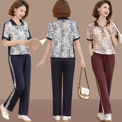 短袖妈妈款运动套装夏装新款