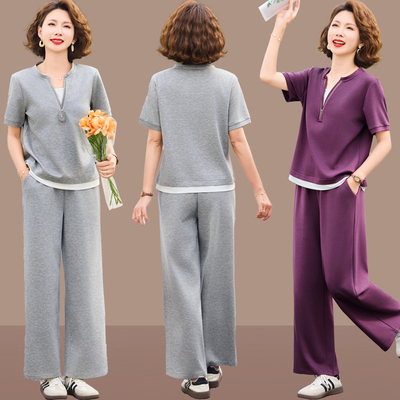 中老年女装运动套装夏季新款