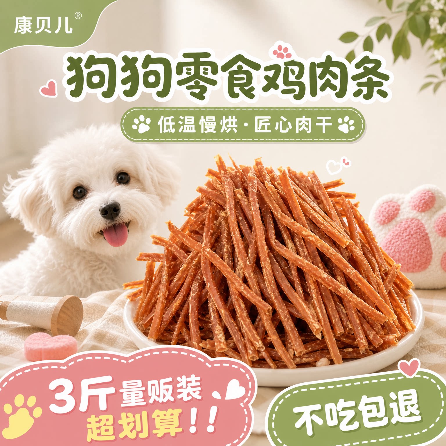 宠物狗狗零食鸡肉切丝3斤大包装