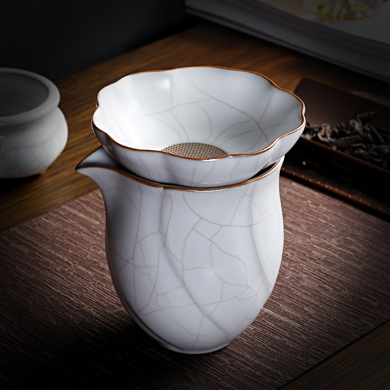 月白汝窑公道杯开片冰裂釉茶海过滤器陶瓷家用功夫茶具分茶器茶漏,餐饮具,公道杯,淘宝优惠券,粉丝福利购,淘宝优惠卷