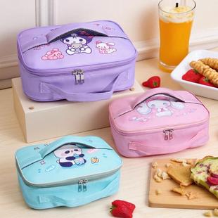 小学生专用饭盒袋子手拎兜扁平保温儿童双手提加厚防水餐盒便当包