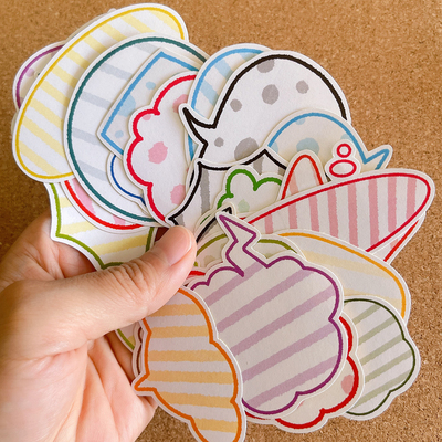 可写字不晕墨文本框彩色条纹泡泡手帐贴纸儿童成长绘本对话框贴画