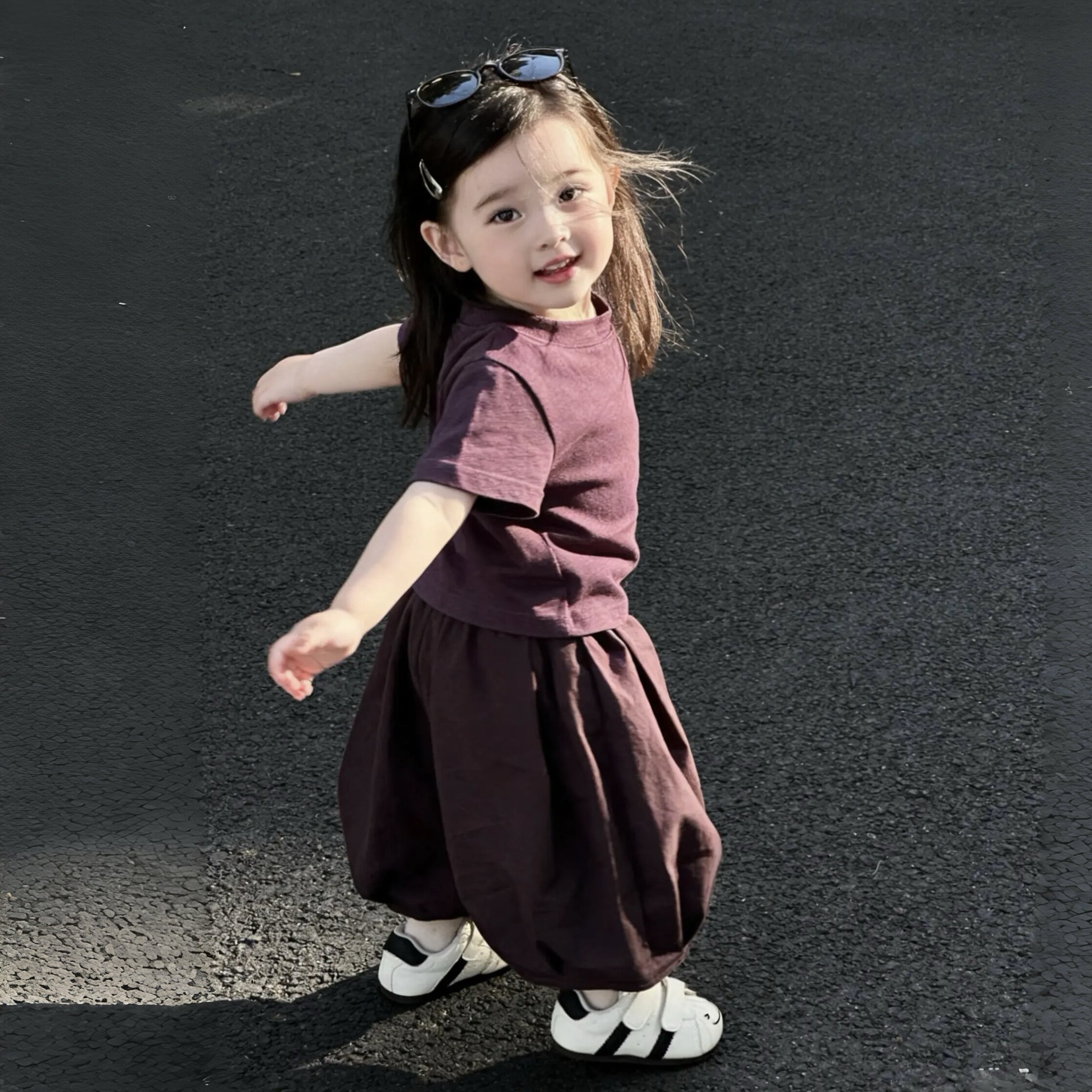 女童夏季新款紫色套装
