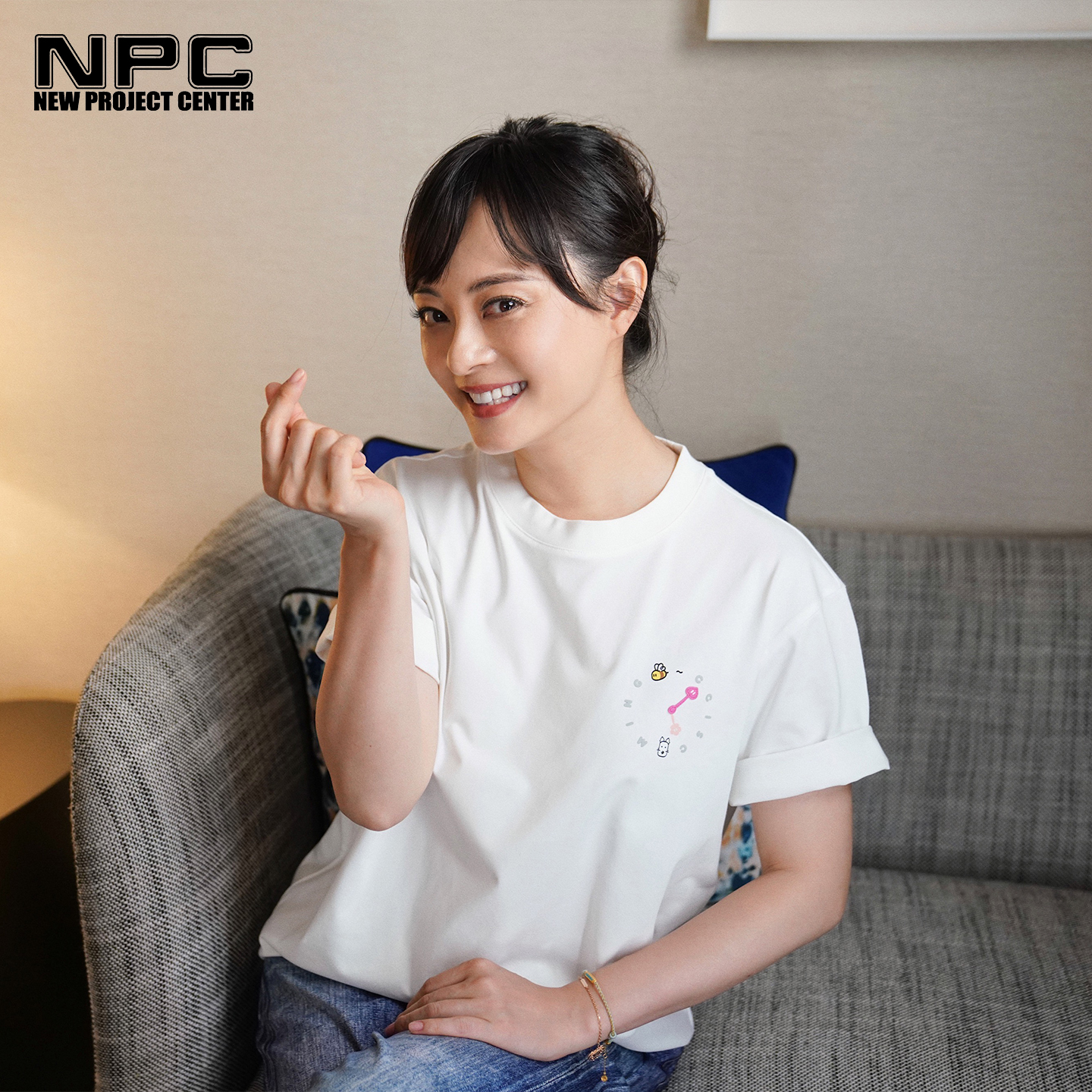 NPC潮牌CC小狗创意魔术贴可替换图案圆领T恤男纯棉舒适CC52TE17