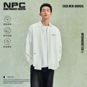 NPC李晨NIC刺绣衬衫男春季新款潮牌宽松休闲宽松衬衣男装外套