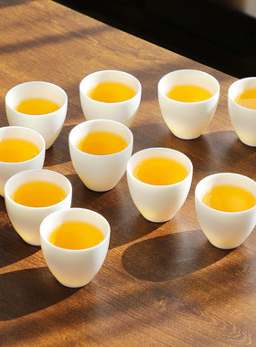 德化白瓷茶杯羊脂玉陶瓷功夫茶具品茗杯10个装喝茶专用茶碗小茶杯
