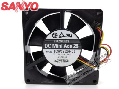三洋SANYO 9025双滚珠 9cm 机箱风扇12V 0.21A 109P0912H401