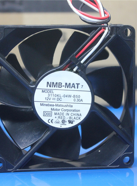 3110KL-04W-B50 8CM/厘米 12V 0.30A NMB 80*80*25 双滚珠风扇