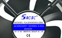 SACOC 20cm厘米SA20060HA2BL 220v 0.45A 60/65w轴流风机散热风扇
