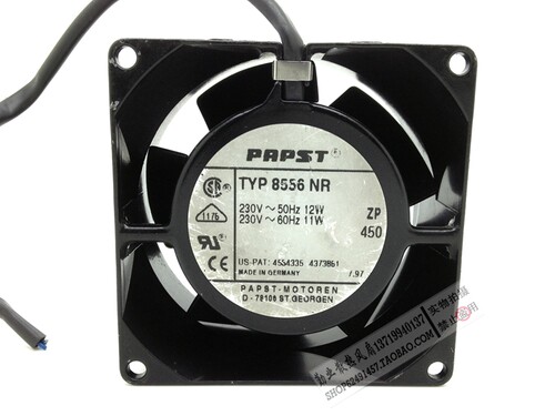 德国PAPST 8038 8556N 230V 交流风扇 8cm 全金属 耐高温风扇