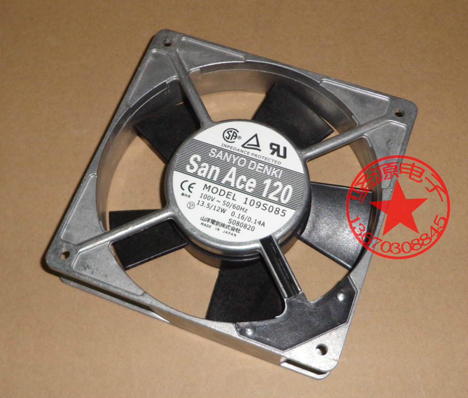 SANYO三洋风扇 109S085 100V 13.5/12W 0.16/0.14A 120*120*25MM