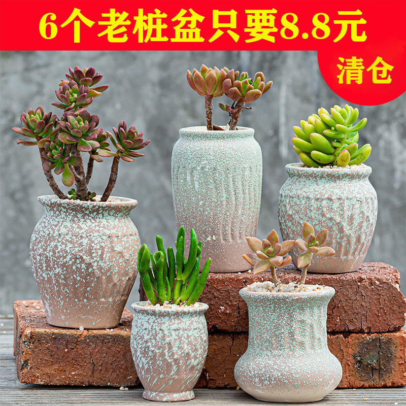 多肉植物花盆大口径简约陶瓷老小桩肉肉粗陶北欧桌面特价清仓包邮