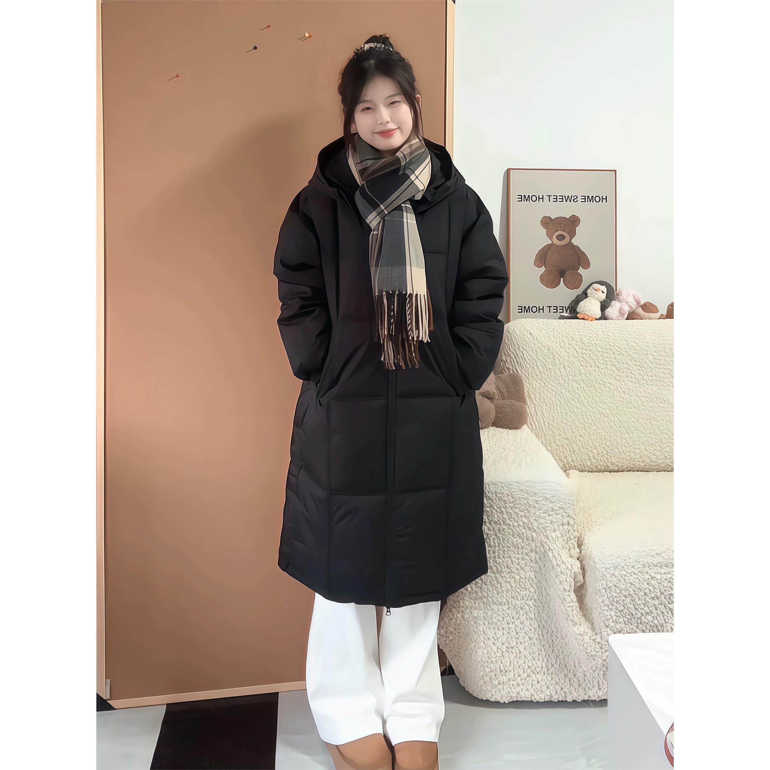 羽绒服中长款棉服女2025冬季新款黑色小个子棉衣加厚过膝棉袄外套