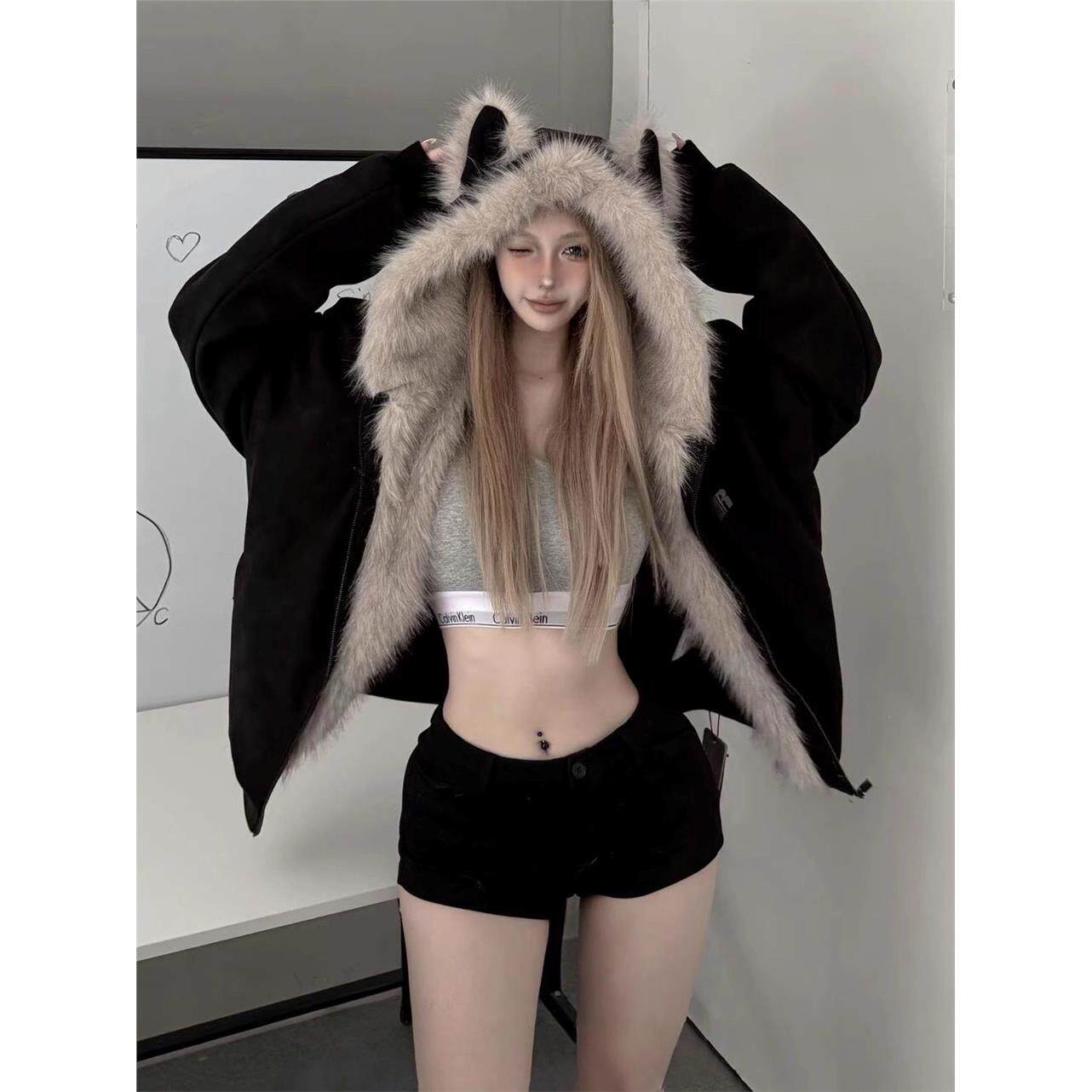 座山雕棉衣棉服女款2025新款冬季派克服小个子棉袄加绒加厚外套潮