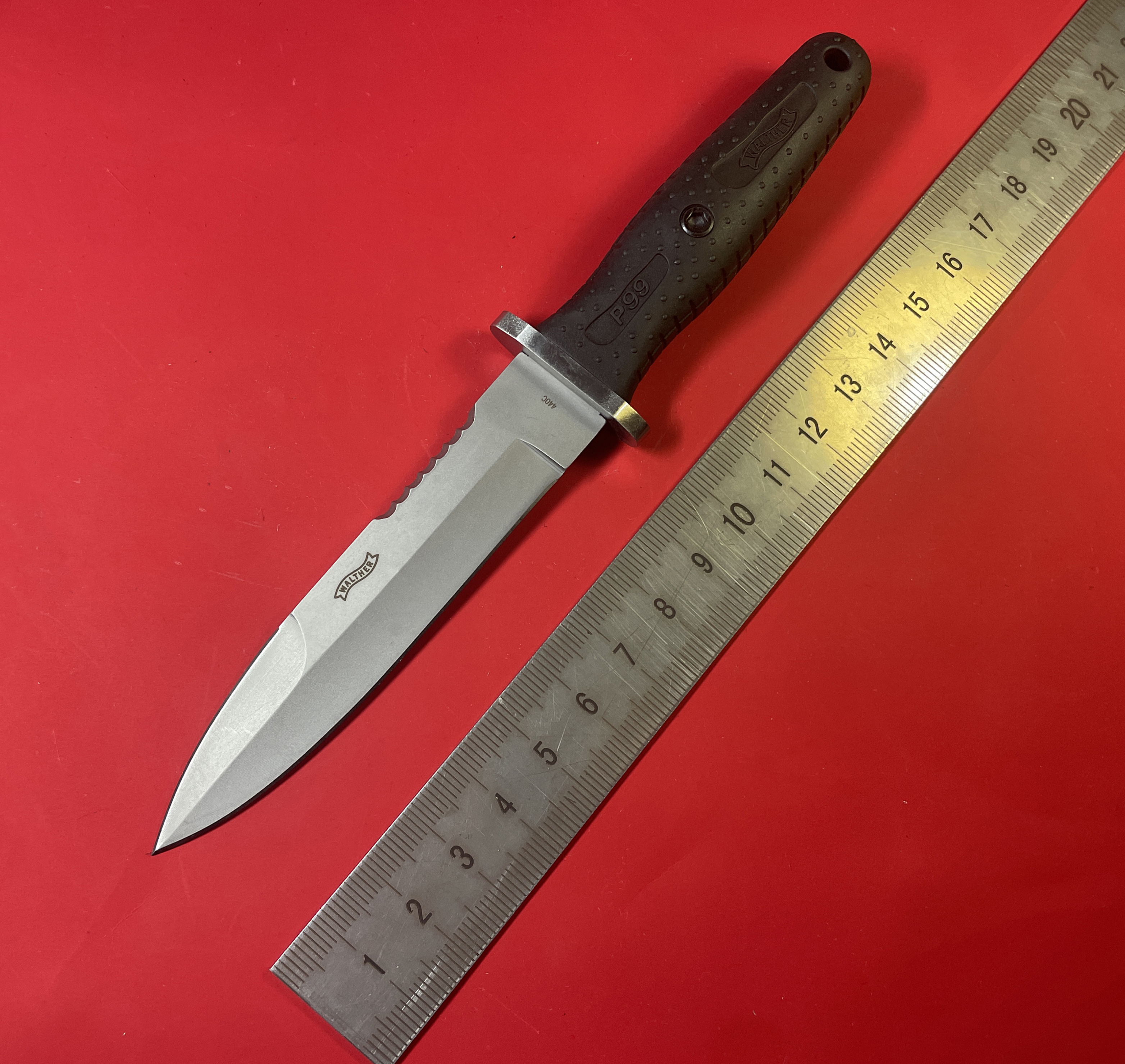 德国进口WALTHER/瓦尔特P99多功能户外直刀440C不锈钢野营生存刀