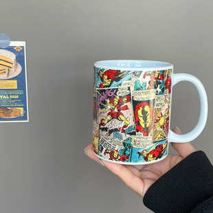 漫威钢铁侠复古风漫画连载陶瓷马克杯水杯咖啡杯Marvel350ml