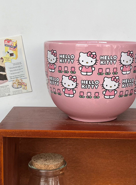 Hello Kitty陶瓷汤碗沙拉碗凯蒂猫泡面碗kt猫 可插筷可微波 550ml