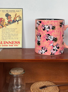Minnie Mouse米妮咖啡杯卡通少女心陶瓷马克杯细闪水杯 550ml