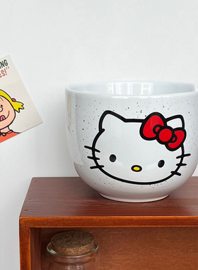 Hello Kitty凯蒂猫可爱卡通陶瓷汤碗泡面碗沙拉碗kt猫可插筷 原单