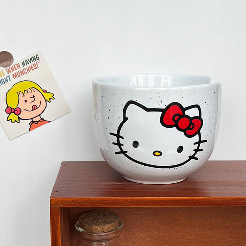 Hello Kitty凯蒂猫可爱卡通陶瓷汤碗泡面碗沙拉碗kt猫可插筷