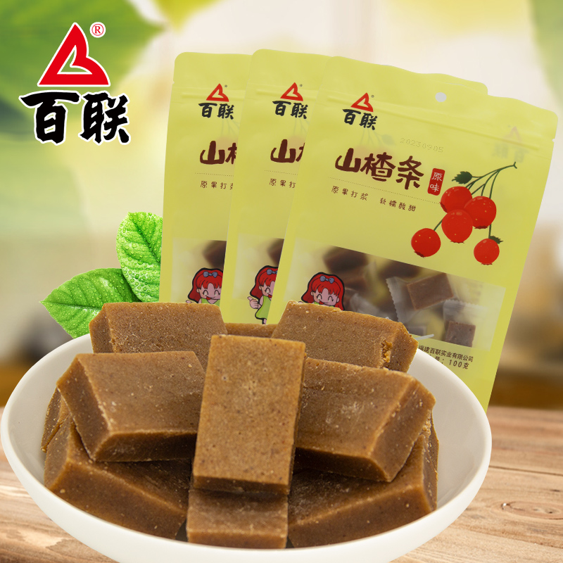 百联山楂条果脯蜜饯100g*3袋原味