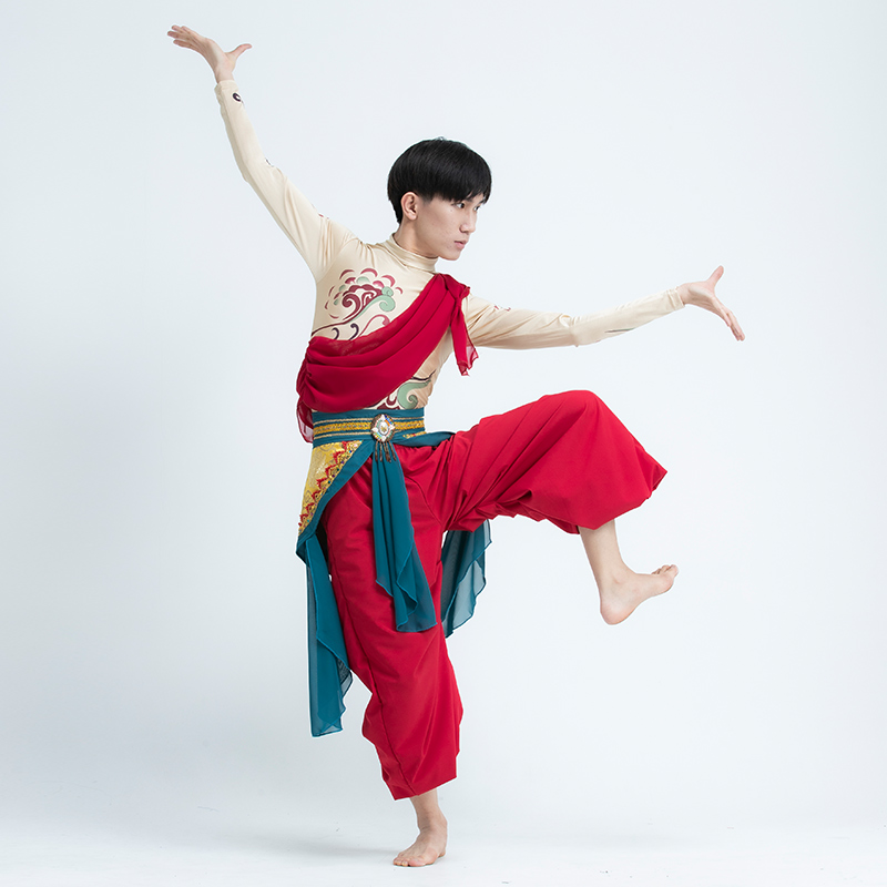 新款敦煌舞蹈石壁绝响舞蹈服装男中国古典舞演出服民族飞天舞服装